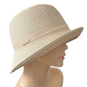 SEEBERGER Beige Woven Paper Straw Cloche Hat Women’s Summer Sun Hat Size Large